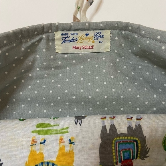 Handmade One Of A Kind Cotton Llama Print Tote Bag - Picture 11 of 15